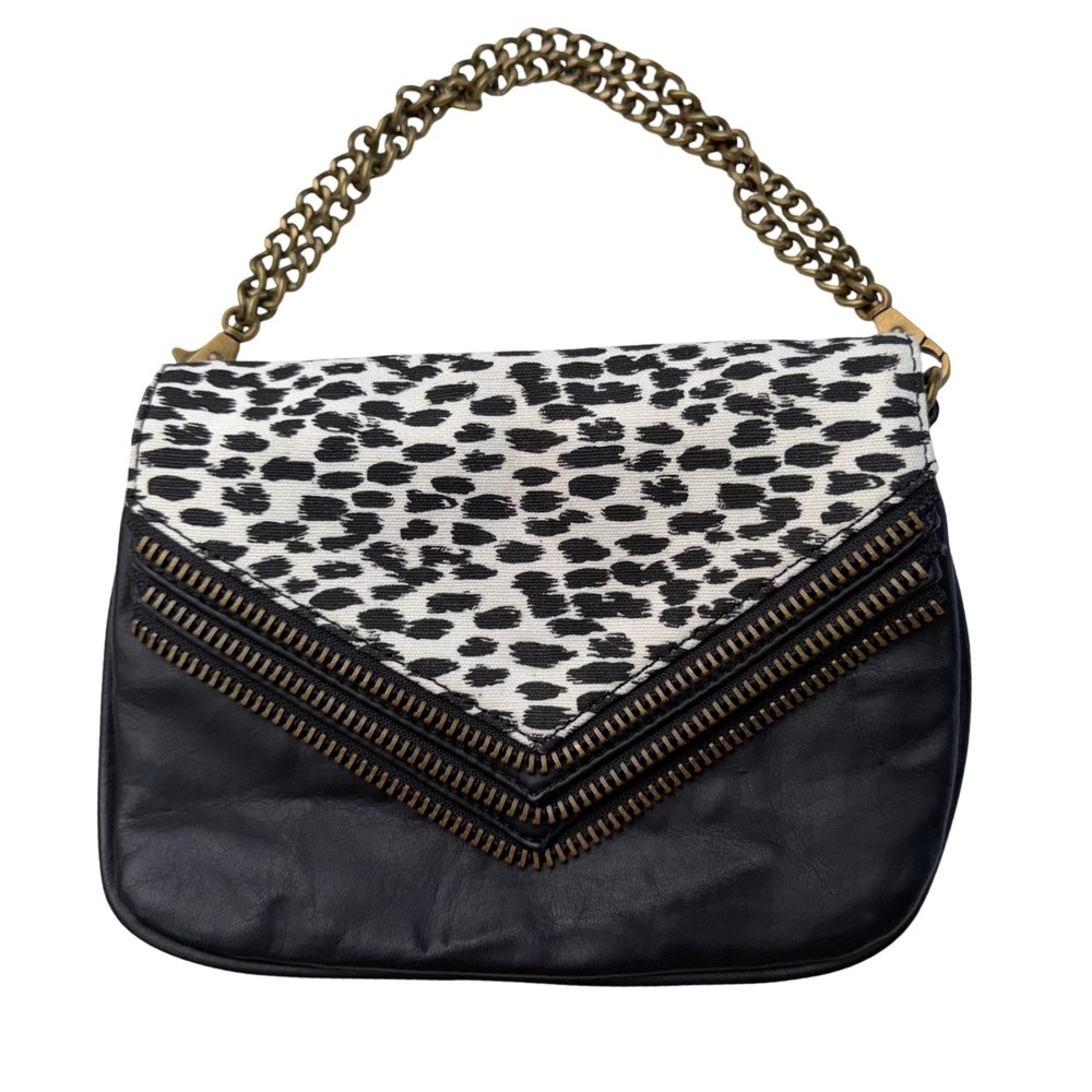Matt & Nat Vegan Leather Leopard Print Zipper Clutch Mob‎ Wife Black White OS